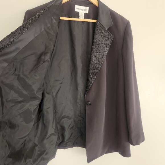 BLOOMINGDALES Women's Blazer Size 16 Black Shoulder Pads Beaded VTG Whimsigoth - Picture 6 of 10